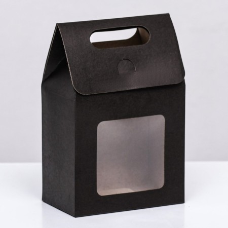 Box with window, black, 15 x 10 x 6 cm