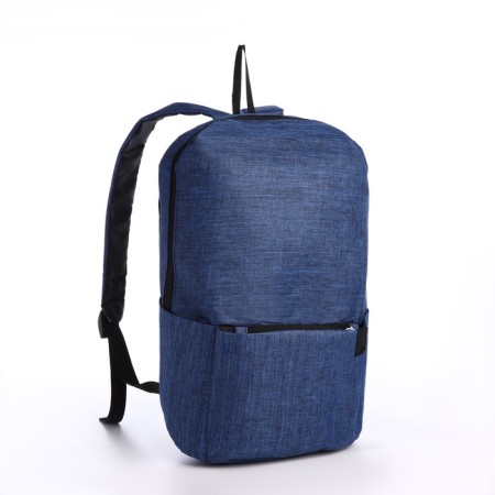 Youth backpack on a zipper, waterproof, 3 outer pockets, blue color-2