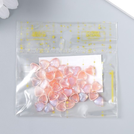 Decor for creativity Plastic "Hearts with brilliance" set of 40 pcs of translated red 0.8x0.8 cm-3