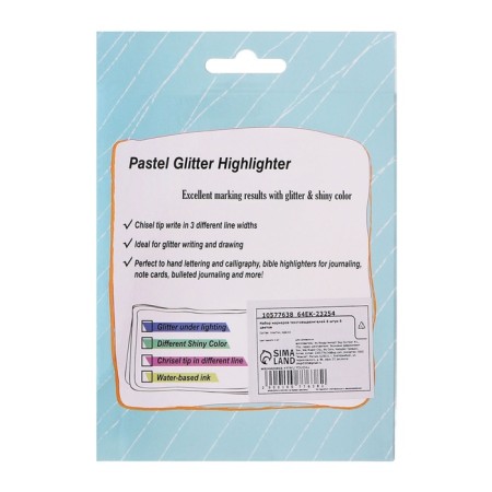 A set of markers of textbooks 6 pieces 6 colors, sparkles, pastel-5