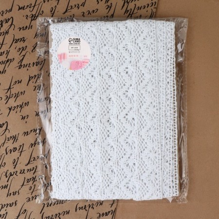 Knitted lace, 32 mm × 10 ± 1 m, white color-3