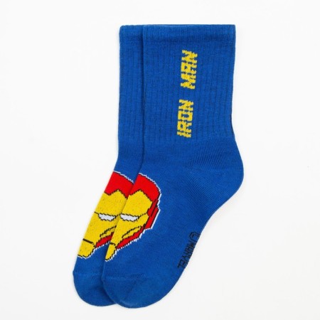 Socks for the boy "Iron Man", Avengers, 16-18 cm, blue color-3