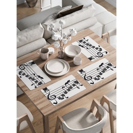 A set of napkins for setting the table “cat notes”, rectangular, rounded edges, size 30x46 cm, 4 pcs
