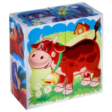 Cubes "Pets", 4 pieces, in a box-1