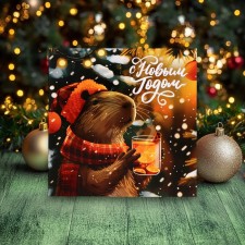 Новый год. Шоколадная открытка "С новым годом тебя!", 5 г