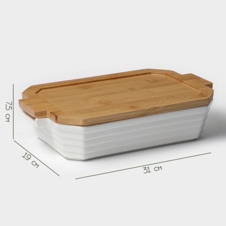 Board of heat -resistant ceramics Bellatenero, 31 × 19 × 7.5 cm, white color-2