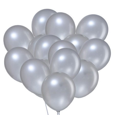 Latex ball 12 ", metal, set 100 pcs., Silver color-1
