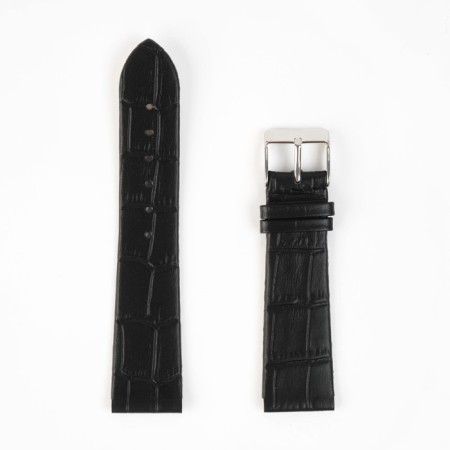 Watch strap, male, 22 mm, harness 75 mm, larynx 115 mm, genuine leather, black-1