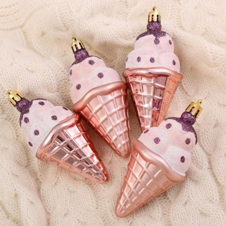 Decoration Christmas tree "ice cream horn" (set 4 pcs) 4.5x10 cm