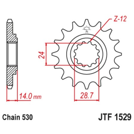Leading star JTF1529-17, F1529-17, JT SPROCKETS, chain 530, 17 teeth