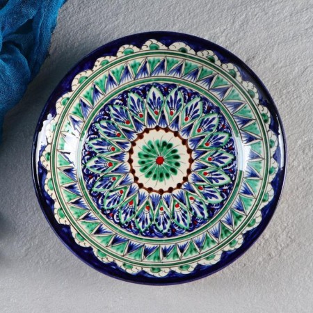 The plate of the Rishtan ceramics "Patterns", blue, deep, mix, 20 cm-1