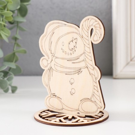 Figure on the stand "Snowman with a lollipop" natural 10.5x8.5 cm (set 2 parts)-2