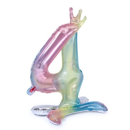 Foil ball 32 “The number 4 with the crown”, gradient, on the stand-1