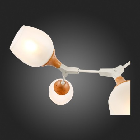 Ceiling EVOLUCE lamp. Sle113502-05. Ciotolla. 5x60 watts, E27, 92x59x50 cm, white color, light wood-6