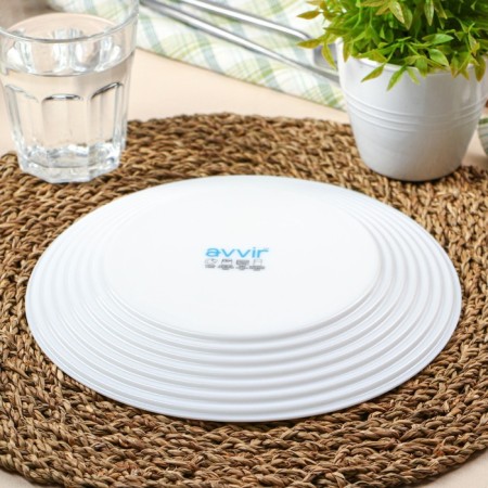 Dining plate Avvir Carve, D = 23 cm, glass ceramic, white color-2