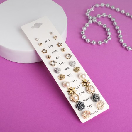 Pusets 12 pairs Onear, romance, white-gray color in gold-1