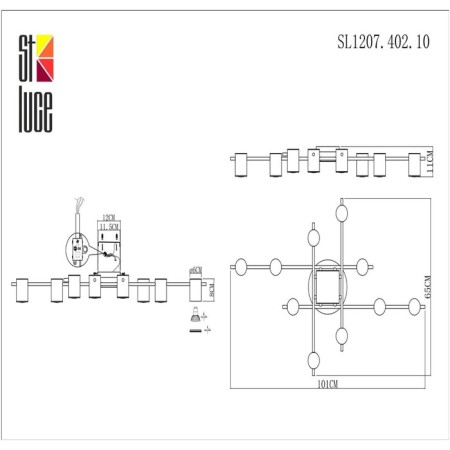 Ceiling lamp ST LUCE. SL1207.402.10. Veroli. 10x7 W, GU10, 101x65x11 cm, black color-9