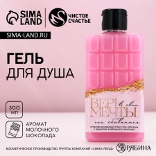 Гель для душа «Верь в мечты», 300 мл, аромат молочного шоколада, ЧИСТОЕ СЧАСТЬЕ