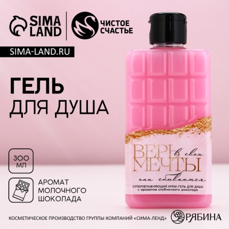 Гель для душа «Верь в мечты», 300 мл, аромат молочного шоколада, ЧИСТОЕ СЧАСТЬЕ