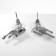 Earrings with rhinestones "melting" rectangle, white color in silver