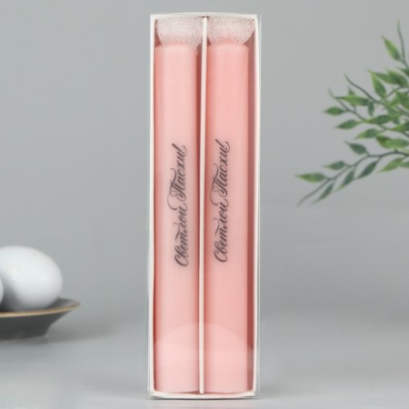 Candles are tall with the application of “Light Easter!”, 2 pcs., Pink, 19 x 2.1 cm.-2