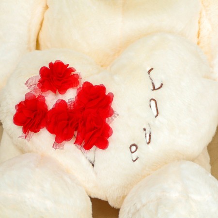 Soft toy "Bear", with heart, 80 cm, white color-2