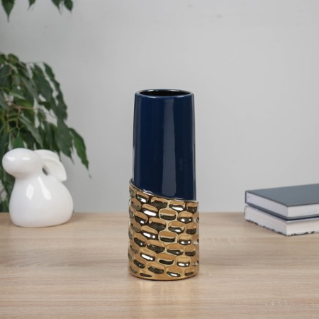 VAZA Ceramics Table "Cosmin" Pipe, D-7CM, 24x9.5 cm, blue-golden-1