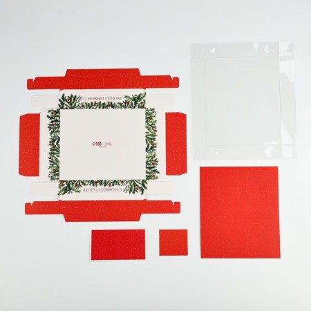 Box for 4 sweets and chocolate with cells "spruce aroma" 18.8 x 15.7 x 3 cm, New Year-4
