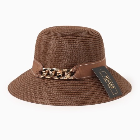 Women's hat with a minku chain color brown, size 56-58-4