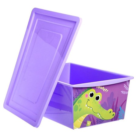 Box for toys with a lid, "Funny Zoo", volume 30 l, color violet-3