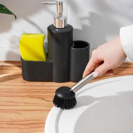 A dispenser for a detergent with a stand for the sponge and brushes “minimum”, 350 ml, the color of a dark brown-2