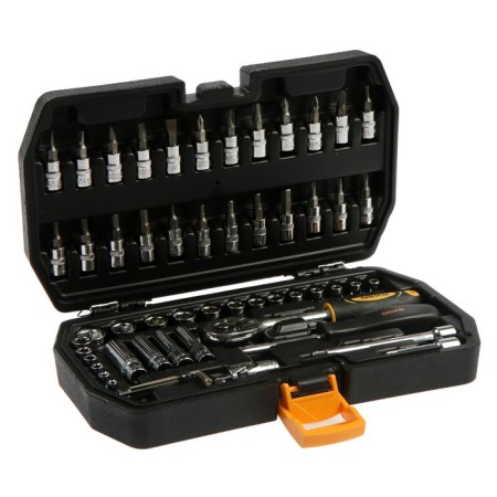 DEKO DKMT57 tool set, rattles with end heads and bats, 57 items