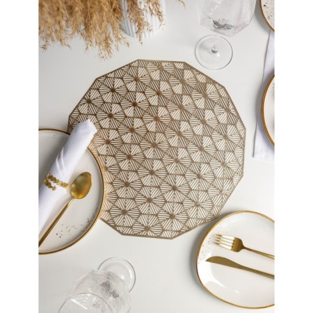 A set of serving napkins on the table "Hypnosis", 4 pcs, d = 38 cm, gold color-1