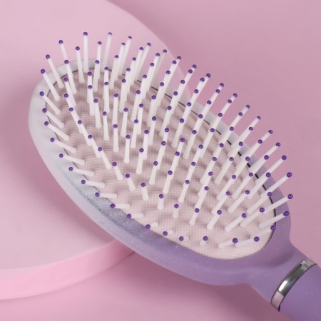Comb massage, rubberized pen, 7 × 24 cm, white/purple color-2