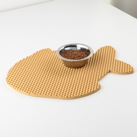 Rug for a bowl and a fish tray, beige, 42x32 cm-4