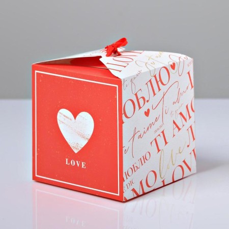 Gift folding box, packaging, “love”, 12 x 12 x 12 cm-2