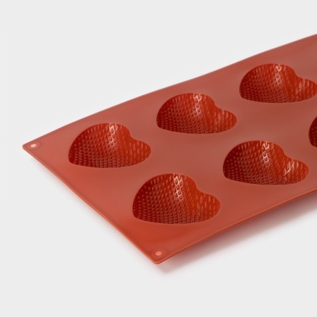 Baking uniform “Heart”, silicone, 29 × 17 × 1.5 cm, 8 cells (6 × 5 × 1.5 cm), brown color-4