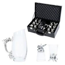 Gift set of glasses-crosses of 12 people, with a decanter 400 ml, glass 30 ml, silver