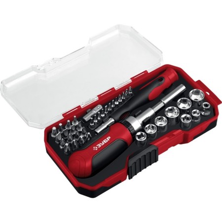 Reversible screwdriver bison 25042, with nozzles 41 pcs.
