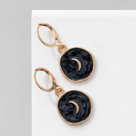 Earms enamel "Art" crescent, black color in gold-1