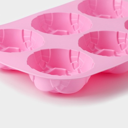 Baking uniform “Rose”, silicone, 25.5 × 17.5 cm, 6 cells, pink color-4