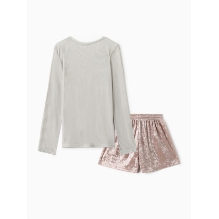 Female set (longshit and shorts) KAFTAN "velvet", 44-46, pink-10