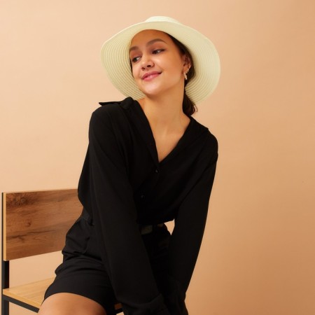 Women's hat with bowing minaku color white, rr 56-58-5