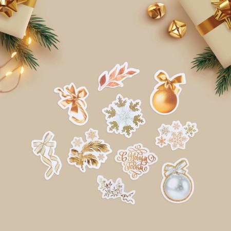 A set of vinyl stickers on the windows "Gold", reusable, 10 x 10 cm, New Year-1