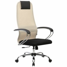 Armchair for the head of Brabix Premium Ultimate EX-800 chrome, mesh x2, black/beige
