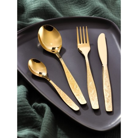Set of dining room "Uralochka", 24 items, thickness 2 mm, with decorative spraying, cardboard box, gold color