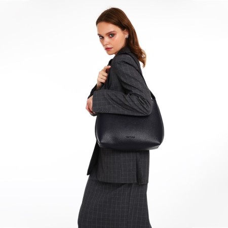 Female bag Textura, tout, medium size, blue color-5