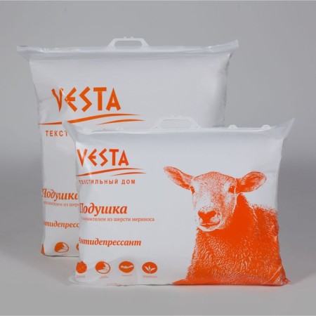 Pillow pillow 50*70, PM/57EK, Merinos wool, gloss-satin fabric, p/e-1