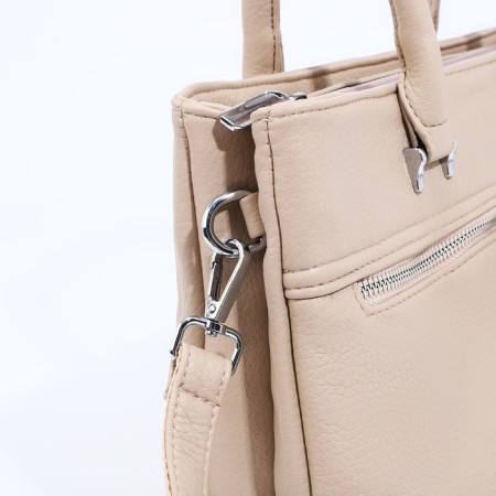 Luggage bag on lightning, 2 outer pockets, beige color-3