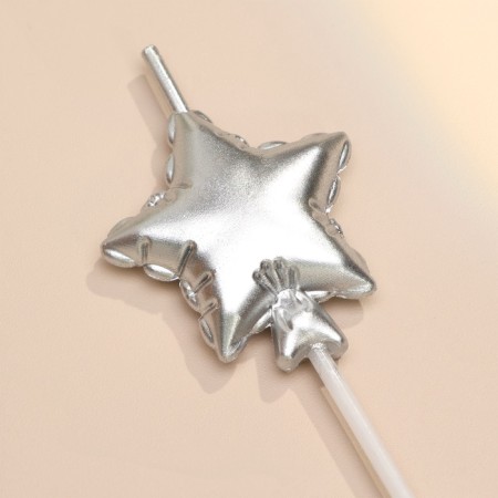 A set of candles for the cake. 5 pcs "Air Ball. Star". Silver-2